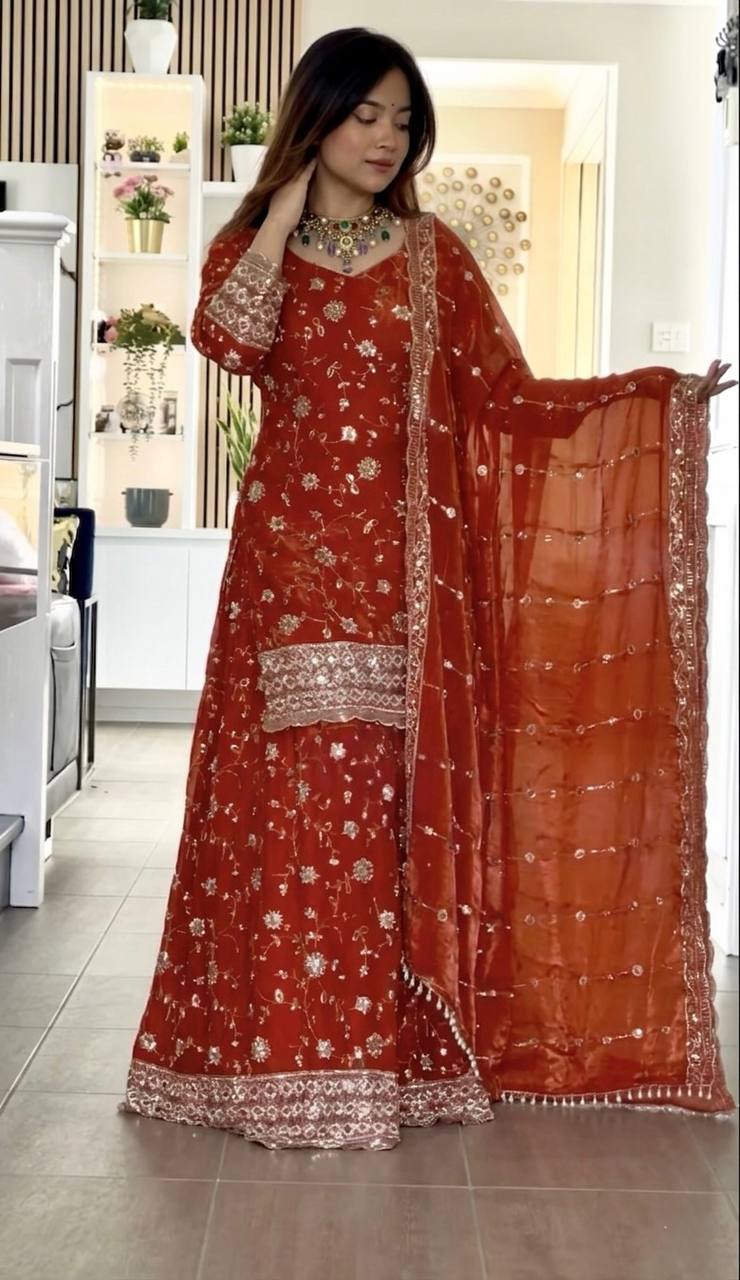 Neo-Classic Burnt Orange Couture